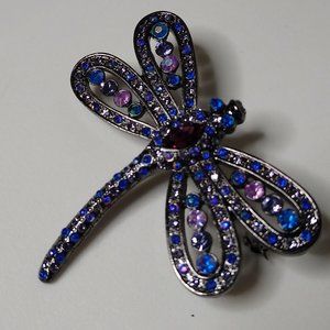 Blue And Purple Dragonfly Brooch